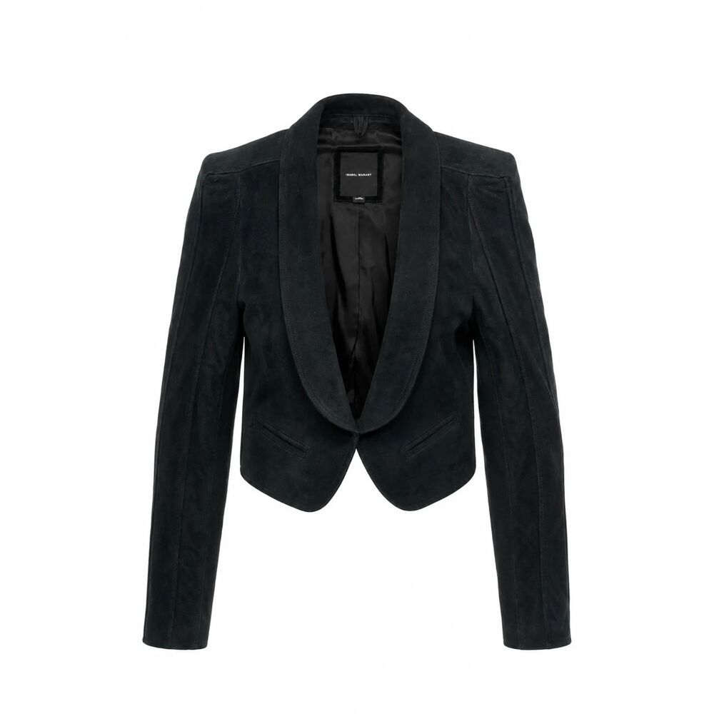 Vero Moda Genuine Leather Cropped Tuxedo Jacket